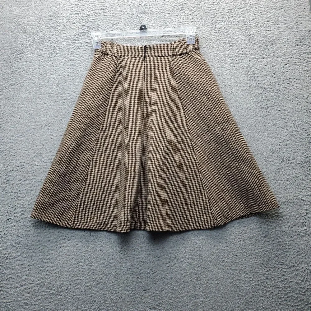 Rave On Trend‎ A Line Skirt Womens Small Multi Houndstooth Button Front Back Zip - Picture 2 of 5